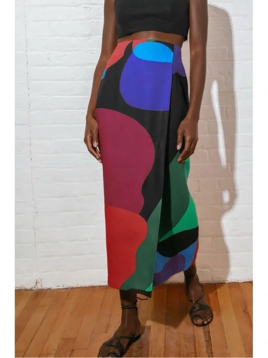 Mara Hoffman Wrap Colorblock Sunja Midi Skirt - Picture 3 of 8